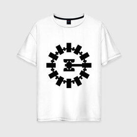 Женская футболка хлопок Oversize с принтом Interstellar в Курске, 100% хлопок | свободный крой, круглый ворот, спущенный рукав, длина до линии бедер
 | interstellar | интерстеллар | космонавт | космос | эмблема