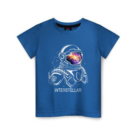 Детская футболка хлопок с принтом Космонавт в Курске, 100% хлопок | круглый вырез горловины, полуприлегающий силуэт, длина до линии бедер | Тематика изображения на принте: interstellar | интерстеллар | космонавт | космос
