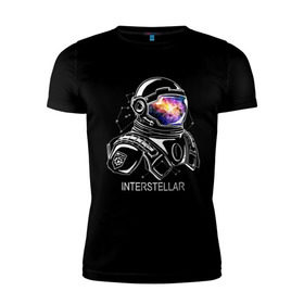 Мужская футболка премиум с принтом Космонавт в Курске, 92% хлопок, 8% лайкра | приталенный силуэт, круглый вырез ворота, длина до линии бедра, короткий рукав | Тематика изображения на принте: interstellar | интерстеллар | космонавт | космос