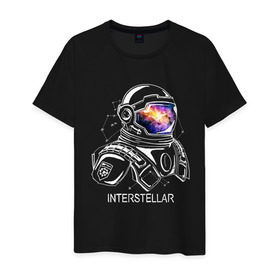 Мужская футболка хлопок с принтом Космонавт в Курске, 100% хлопок | прямой крой, круглый вырез горловины, длина до линии бедер, слегка спущенное плечо. | interstellar | интерстеллар | космонавт | космос