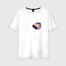 Женская футболка хлопок Oversize с принтом Космонавт в Курске, 100% хлопок | свободный крой, круглый ворот, спущенный рукав, длина до линии бедер
 | interstellar | интерстеллар | космонавт | космос