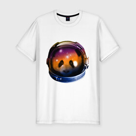 Мужская футболка премиум с принтом Космический панда в Курске, 92% хлопок, 8% лайкра | приталенный силуэт, круглый вырез ворота, длина до линии бедра, короткий рукав | панда