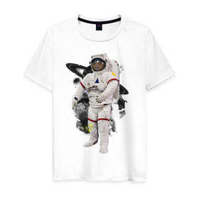 Мужская футболка хлопок с принтом Сова космонавт в Курске, 100% хлопок | прямой крой, круглый вырез горловины, длина до линии бедер, слегка спущенное плечо. | сова