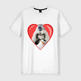 Мужская футболка премиум с принтом Пингвины Мадагаскара в Курске, 92% хлопок, 8% лайкра | приталенный силуэт, круглый вырез ворота, длина до линии бедра, короткий рукав | мадагаскар | медведь | мультик | пингвины