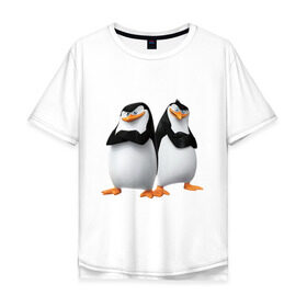 Мужская футболка хлопок Oversize с принтом Пингвины Мадагаскара в Курске, 100% хлопок | свободный крой, круглый ворот, “спинка” длиннее передней части | мадагаскар | мультик | пингвины