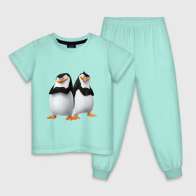 Детская пижама хлопок с принтом Пингвины Мадагаскара в Курске, 100% хлопок |  брюки и футболка прямого кроя, без карманов, на брюках мягкая резинка на поясе и по низу штанин
 | мадагаскар | мультик | пингвины