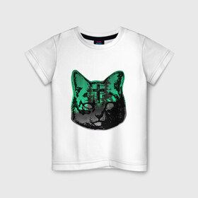 Детская футболка хлопок с принтом Кот свэг в Курске, 100% хлопок | круглый вырез горловины, полуприлегающий силуэт, длина до линии бедер | город | горы | двойная экспозиция | животные | кот | лес | пейзаж | силуэт