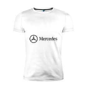 Мужская футболка премиум с принтом Mercedes Logo в Курске, 92% хлопок, 8% лайкра | приталенный силуэт, круглый вырез ворота, длина до линии бедра, короткий рукав | logo | mercedes