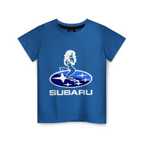 Детская футболка хлопок с принтом Subaru в Курске, 100% хлопок | круглый вырез горловины, полуприлегающий силуэт, длина до линии бедер | Тематика изображения на принте: subaru | субару