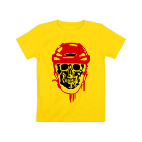 Детская футболка хлопок с принтом Мертвый хоккеист в Курске, 100% хлопок | круглый вырез горловины, полуприлегающий силуэт, длина до линии бедер | Тематика изображения на принте: скелет