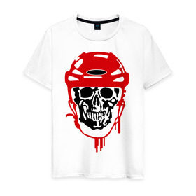 Мужская футболка хлопок с принтом Мертвый хоккеист в Курске, 100% хлопок | прямой крой, круглый вырез горловины, длина до линии бедер, слегка спущенное плечо. | скелет