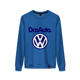 Женский свитшот хлопок с принтом Volkswagen Das Auto в Курске, 100% хлопок | прямой крой, круглый вырез, на манжетах и по низу широкая трикотажная резинка  | das auto | volkswagen | фольксваген