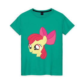 Женская футболка хлопок с принтом Пони Эппл Блум в Курске, 100% хлопок | прямой крой, круглый вырез горловины, длина до линии бедер, слегка спущенное плечо | my little pony | блум | мой маленький пони | пони | эппл блум