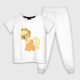 Детская пижама хлопок с принтом Пони Эпплджек в Курске, 100% хлопок |  брюки и футболка прямого кроя, без карманов, на брюках мягкая резинка на поясе и по низу штанин
 | my little pony | мой маленький пони | пони | эпплджек
