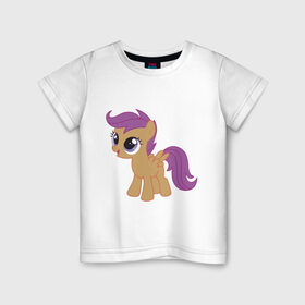 Детская футболка хлопок с принтом Пони Скуталу в Курске, 100% хлопок | круглый вырез горловины, полуприлегающий силуэт, длина до линии бедер | Тематика изображения на принте: my little pony | мой маленький пони | пони | скуталу