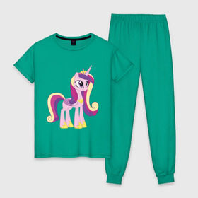 Женская пижама хлопок с принтом Принцесса Каденс в Курске, 100% хлопок | брюки и футболка прямого кроя, без карманов, на брюках мягкая резинка на поясе и по низу штанин | my little pony | каденс | мой маленький пони | пони