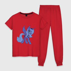 Женская пижама хлопок с принтом Принцесса Луна в Курске, 100% хлопок | брюки и футболка прямого кроя, без карманов, на брюках мягкая резинка на поясе и по низу штанин | my little pony | луна | мой маленький пони | пони