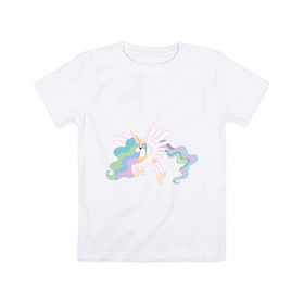 Детская футболка хлопок с принтом Принцесса Селестия в Курске, 100% хлопок | круглый вырез горловины, полуприлегающий силуэт, длина до линии бедер | Тематика изображения на принте: my little pony | мой маленький пони | пони | селестия