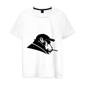Мужская футболка хлопок с принтом Макака в Курске, 100% хлопок | прямой крой, круглый вырез горловины, длина до линии бедер, слегка спущенное плечо. | обезьяна