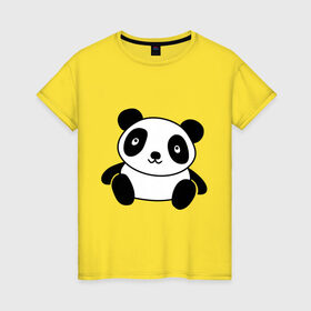 Женская футболка хлопок с принтом Милая пандочка в Курске, 100% хлопок | прямой крой, круглый вырез горловины, длина до линии бедер, слегка спущенное плечо | панда