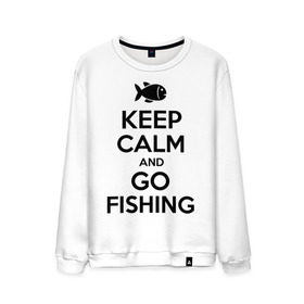 Мужской свитшот хлопок с принтом Keep calm and go fishing в Курске, 100% хлопок |  | fishing | keep calm | рыбак | рыбалка | рыбачить | сохраняй спокойствие