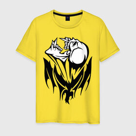Мужская футболка хлопок с принтом Крылатая смерть в Курске, 100% хлопок | прямой крой, круглый вырез горловины, длина до линии бедер, слегка спущенное плечо. | демон | крылатая | череп