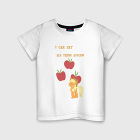 Детская футболка хлопок с принтом Applejack в Курске, 100% хлопок | круглый вырез горловины, полуприлегающий силуэт, длина до линии бедер | 