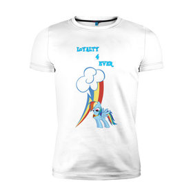 Мужская футболка премиум с принтом Rainbow Dash Loyalty в Курске, 92% хлопок, 8% лайкра | приталенный силуэт, круглый вырез ворота, длина до линии бедра, короткий рукав | Тематика изображения на принте: 