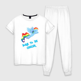Женская пижама хлопок с принтом Rainbow Dash в Курске, 100% хлопок | брюки и футболка прямого кроя, без карманов, на брюках мягкая резинка на поясе и по низу штанин | 
