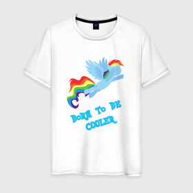 Мужская футболка хлопок с принтом Rainbow Dash в Курске, 100% хлопок | прямой крой, круглый вырез горловины, длина до линии бедер, слегка спущенное плечо. | Тематика изображения на принте: 