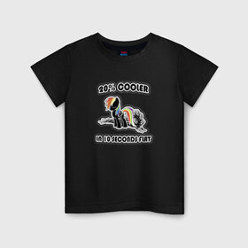 Детская футболка хлопок с принтом Rainbow Dash Black&Color в Курске, 100% хлопок | круглый вырез горловины, полуприлегающий силуэт, длина до линии бедер | 