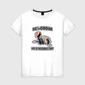 Женская футболка хлопок с принтом Rainbow Dash Black&Color в Курске, 100% хлопок | прямой крой, круглый вырез горловины, длина до линии бедер, слегка спущенное плечо | 