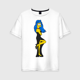Женская футболка хлопок Oversize с принтом Миссис Симпсон в Курске, 100% хлопок | свободный крой, круглый ворот, спущенный рукав, длина до линии бедер
 | simpson | костюм | любовь | мардж | миссис симпсон | семья | симпсон