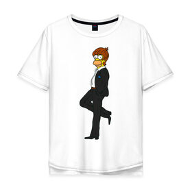 Мужская футболка хлопок Oversize с принтом Мистер Симпсон в Курске, 100% хлопок | свободный крой, круглый ворот, “спинка” длиннее передней части | гомер