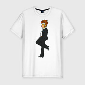 Мужская футболка премиум с принтом Мистер Симпсон в Курске, 92% хлопок, 8% лайкра | приталенный силуэт, круглый вырез ворота, длина до линии бедра, короткий рукав | гомер