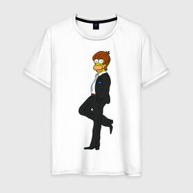 Мужская футболка хлопок с принтом Мистер Симпсон в Курске, 100% хлопок | прямой крой, круглый вырез горловины, длина до линии бедер, слегка спущенное плечо. | гомер