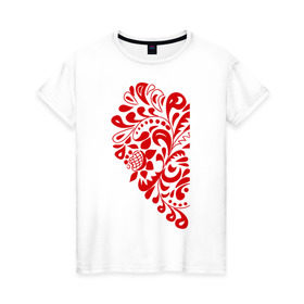 Женская футболка хлопок с принтом Половинка сердца в Курске, 100% хлопок | прямой крой, круглый вырез горловины, длина до линии бедер, слегка спущенное плечо | день святого валентина | любовь | сердце | символ | узоры | цветы
