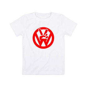Детская футболка хлопок с принтом vw peace в Курске, 100% хлопок | круглый вырез горловины, полуприлегающий силуэт, длина до линии бедер | 