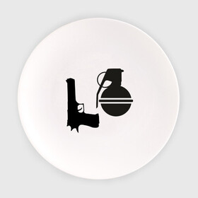 Тарелка с принтом Love guns в Курске, фарфор | диаметр - 210 мм
диаметр для нанесения принта - 120 мм | день святого валентина | любовь | оружие | символ