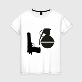 Женская футболка хлопок с принтом Love guns в Курске, 100% хлопок | прямой крой, круглый вырез горловины, длина до линии бедер, слегка спущенное плечо | день святого валентина | любовь | оружие | символ