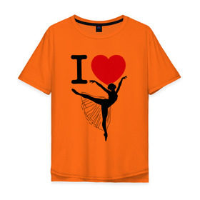 Мужская футболка хлопок Oversize с принтом Я люблю балет в Курске, 100% хлопок | свободный крой, круглый ворот, “спинка” длиннее передней части | 