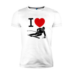 Мужская футболка премиум с принтом Я люблю лыжи в Курске, 92% хлопок, 8% лайкра | приталенный силуэт, круглый вырез ворота, длина до линии бедра, короткий рукав | 