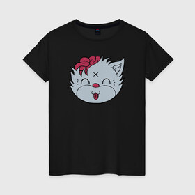 Женская футболка хлопок с принтом Drop Dead Kitty в Курске, 100% хлопок | прямой крой, круглый вырез горловины, длина до линии бедер, слегка спущенное плечо | 