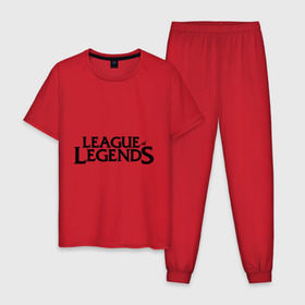 Мужская пижама хлопок с принтом League of legends в Курске, 100% хлопок | брюки и футболка прямого кроя, без карманов, на брюках мягкая резинка на поясе и по низу штанин
 | league of legends | logo | lol | riot | riot games | игра | лига легенд | лого | лол