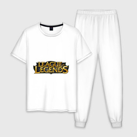 Мужская пижама хлопок с принтом League of legends в Курске, 100% хлопок | брюки и футболка прямого кроя, без карманов, на брюках мягкая резинка на поясе и по низу штанин
 | league of legends | logo | lol | riot | riot games | игра | лига легенд | лого | лол