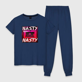Женская пижама хлопок с принтом The Prodigy Nasty в Курске, 100% хлопок | брюки и футболка прямого кроя, без карманов, на брюках мягкая резинка на поясе и по низу штанин | 