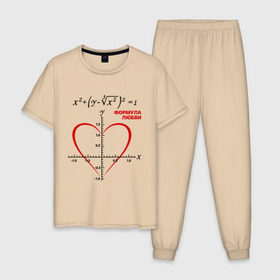Мужская пижама хлопок с принтом Формула любви в Курске, 100% хлопок | брюки и футболка прямого кроя, без карманов, на брюках мягкая резинка на поясе и по низу штанин
 | Тематика изображения на принте: алгебра | график | любовь | математика | формула