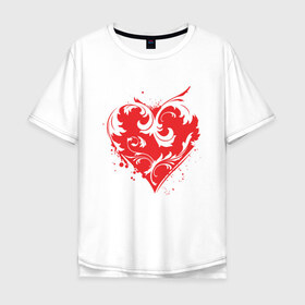 Мужская футболка хлопок Oversize с принтом сердечко любви в Курске, 100% хлопок | свободный крой, круглый ворот, “спинка” длиннее передней части | 