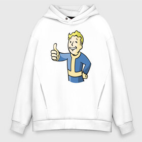 Мужское худи Oversize хлопок с принтом Fallout vault boy в Курске, френч-терри — 70% хлопок, 30% полиэстер. Мягкий теплый начес внутри —100% хлопок | боковые карманы, эластичные манжеты и нижняя кромка, капюшон на магнитной кнопке | 