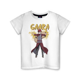 Детская футболка хлопок с принтом Гаара в Курске, 100% хлопок | круглый вырез горловины, полуприлегающий силуэт, длина до линии бедер | Тематика изображения на принте: гаара | дзютсу | песок | чакра